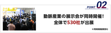 動脈産業の展示会が同時開催！全体で530社が出展